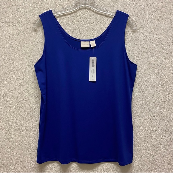 CHICO'S Microfiber Contemporary Basic Knit Nylon Stretch Tank Top Royal Blue 2/L - Picture 6 of 6